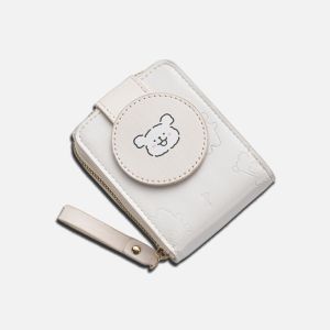 Cute Dog Wallet Card Holder Large Capacity Document Storage Coin Purse Multi-Slot Driver License Female Style PU Leather