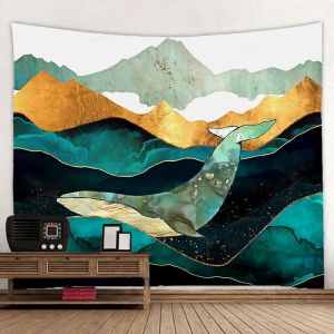 VIKAMA Modern Abstract Sunset Mountain Tapestry HD Wear-Resistant Background Cloth for Living Room Decoration