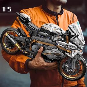 NEW MOC Technical Platinum Motorcycle Model Building Blocks Kit for Adults Display Motorcycle Set for Adult Kids Birthday Gifts