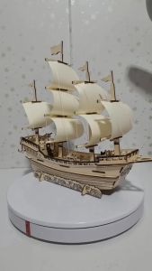 Đồ chơi lắp ráp mô hình 3D bằng gỗ Thuyền buồm thương gia loại lớn 44 x 11 x 33 cm