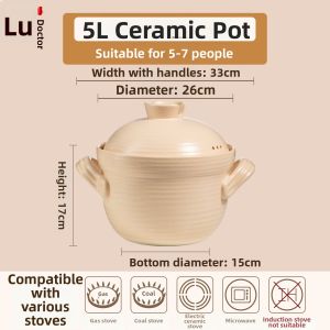 DROOLU | Multi-functional Ceramic Pot Stew Cook Rice Soup Cooking
