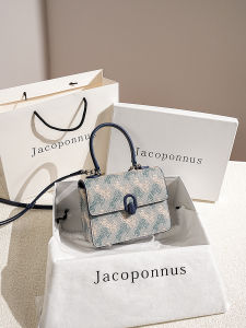 Jacoponnus Mini Leather Square Bag Womens Fashion Trend Magnetic Buckle Closure Shoulder Handbag Luxury Elegant Stylish
