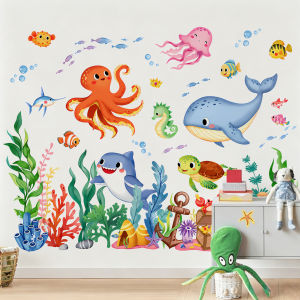 Underwater Ocean Creatures Wall Decal for Children Sea Animals Sticker Kids Bedroom and Nursery Decor DIY & Removable