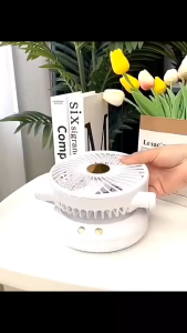 Quạt Tích Điện Mini Để Bàn 2024 - Quạt Điều Hòa USB Có Thể Gập Lại - Tích Hợp Đèn LED có quà tặng