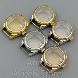 28mm Polished Round Steel Watch Case For Ladies Waterproof Sapphire Glass Fit NH05 NH06 Movement Watch Replacement Parts