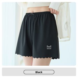 Miiow | White Ice Silk Thin Womens Safety Pants Breathable Seamless Non-Rolling Sleepwear Shorts Anti-Light Outdoor Wear Base Layer Shorts