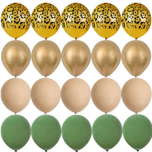 20pcs 12inch Leopard/Giraffe Pattern Balloon Set for Kids Jungle Safari Wild Animal Birthday Party Decoration DIY Party Supplies