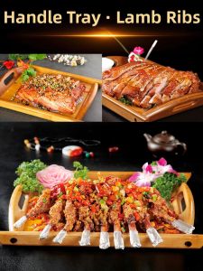 Grill Store Special Tray for Roasted Lamb Legs and Skewers Wood Rectangular
