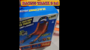2-in-1 Loop & Gravity Race Track Set with 2 Die-Cast Cars for hotwheel cars