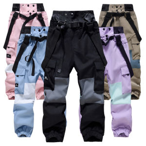 Winter Couple Ski Pants Mens and Womens Windproof Waterproof and Hard-Wearing Heattech Breathable Snow Town Travel Strap Cotton Pants Single and Double Board