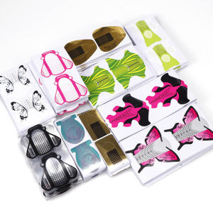 50ชิ้น/แพ็คต่อเล็บ peralatan Seni Kuku ยูวีเจลเคล็ดลับการต่อเล็บคู่มือผู้สร้างรูปแบบสำหรับการต่อเล็บลายฉลุอุปกรณ์ทำเล็บ