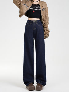 กางเกงยีนส์ทรงตรงเอวสูงผู้หญิง ทรงสลิมฟิต ทรงหลวม กางเกงขายาวทรงตรง ทรงลำลอง ฤดูหนาว 2025 กางเกงยีนส์ผ้าขนแกะผสมโพลีเอสเตอร์ ทรงสลิมฟิต