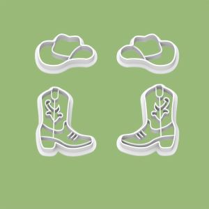 4Pcs Boot Hat Polymer Clay Cutting Molds Set  Hollow Out Detailed Shoe Molds DIY Jewelry Making Kit for Earrings Pendants Crafts