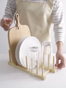 ชั้นวางจานไม้ไผ่ ที่เก็บจาน ที่คว่ำแก้ว มินิมอล ชั้นวางของในครัว