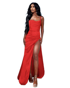 Swing Neck Sleeveless High Slit Dress Swing Collar Sleeveless High Slit Long Dress