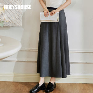 กระโปรงทรงเอเอวสูง ผ้าโพลีเอสเตอร์ ทรงสีเทาเข้ม กระโปรงทรงเอผู้หญิงสำหรับใส่ไปทำงาน กระโปรงทรงเอสไตล์ใหม่ปี 2025 สำหรับผู้หญิง