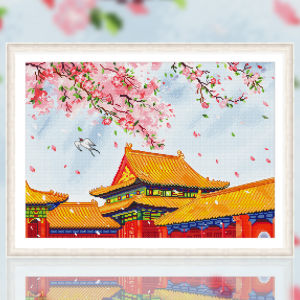 Spring Cross Stitch 2024 New Style Thread Embroidery Simple Modern Living Room Palace Museum Landscape Painting DIY Embroidery Kit