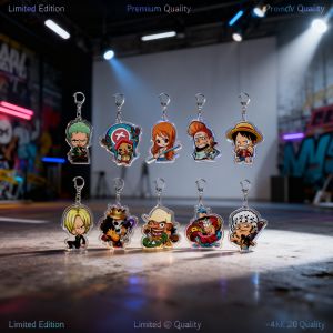 Bandai | One Piece Luffy Zoro Anime Acrylic Keychain Pendant Cosplay Keyring Gift Accessory Decor Carrier