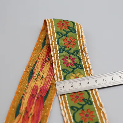 Handmade Decorative Silk Ribbon Ethnic Style Elastic Edge Tape for Clothes Purses Bags Hair Accessories Home Sewing DIY Materials