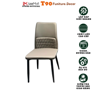 Ghế Ăn Da Pu Cao Cấp T90 Trám Giữa Chân Sắt Sơn Tĩnh Điện - Nhập Khẩu Chất Lượng Cao