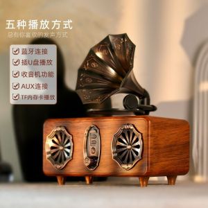 BbsOa Berlin Sound Bluetooth Speaker High Vintage Multi-Function Radio Wireless Loud Sound Bass Cannon Wooden Shell Dual Speakers
