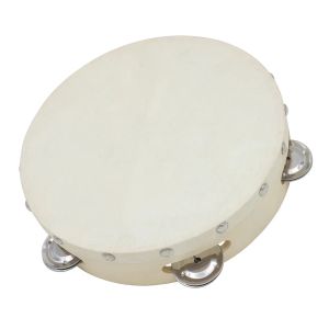 IRIN | Đồ Chơi Giáo Dục Trống Gõ Bằng Gỗ 8 Inch Chuông Gõ Tay Mô Phỏng Da Cừu Viền Kim Loại Không Gỉ Dành Cho Trẻ Em