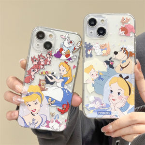 เคสโทรศัพท์ปลอกป้องกันแบบนิ่มสำหรับ iPhone 14 pro Max Apple 13 12 11 17/XR 16 Disney 8 plus 7 ป้องกันการตกหล่น สไตล์เกาหลี ลายการ์ตูน Alice