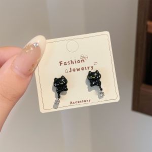 Unique Design Black Cat Fish Earrings Womens Fashion Jewelry Elegant Personality Durable Alloy Material Cartoon Style Ear Jewelry