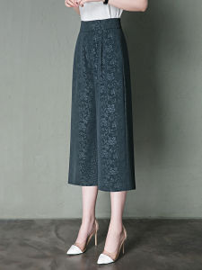 Womens A-Line Mini Skirt 2024 New Summer Thin Elastic Waist Midi Skirt Floral Print High Waist Polyester Fiber Office Lady Style