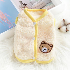 Hook and Eye Closure Pet Cat Clothes Bichon Teddy Dog Vest Jacket Cardigan Spring Autumn and Winter Warm Coral Fluffy Jacket