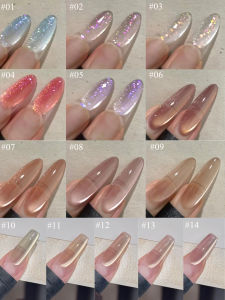 1-14pcs WS ลูกปัดแก้วทอง Cats Eye Gel เล็บเล็บ 2025 แฟลช Golden Cats Eye เล็บเจลพิเศษอเนกประสงค์เจล
