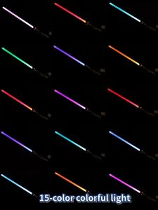 RGB Star Wars Lightsaber Aluminium Alloy Handle Rechargeable Light Saber LED Flashing 2-in-1 7/15-Color Force FX Dueling Saber Toys for Kids Costumes Toy Gift