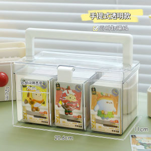 กล่องเก็บการ์ดแบบพกพาความจุขนาดใหญ่ โปร่งแสง กล่องระบุตําแหน่งการ์ดม้าสมบัติอุลตร้าแมนพลาสติกหลายชั้น