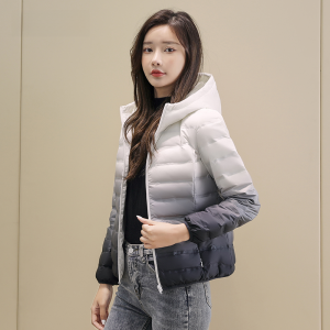 Lightweight Padded Jacket Hooded Short Gradient Color Casual Fashion Warm White Duck down Duck Duck 2025 New Arrival Womens Coat