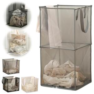 Foldable Laundry Hamper Basket with Handles Large Collapsible Mesh Clothes Bin for Storage Square Laundry Sorter for Bathroom