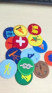 Computer Embroidery Scout Patches Round Cartoon Edge Sewing Badge for Uniform Clothing DIY Craft Accessories