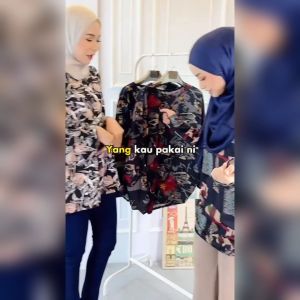 KM Women Muslimah Casual Fully Printed Long Sleeves Top [B15795/B19968]