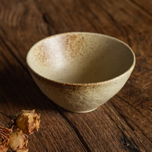 Retro Glazed Ceramic Rice Bowl Textured Coarse Porcelain for Homestay Restaurant Chinese Style Dining Utensils Small Bowl
