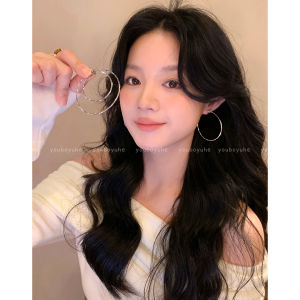 New 2025 Oversized Hoop Earrings Women Luxury Sensation Simple Circle Earrings Versatile Silver Needle Ear Jewelry