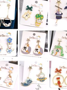 Korean Fashion Cute Casual Cartoon Rabbit Animal Panda Flower Fruit Delicate Earrings Tassel Types A and B Earrings