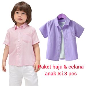 paket hemat isi 3 pcs/bawahan/celana kolor Cargo anak/atasan/kemeja/setelan anak laki-laki usia 3-7 tahun/fhasion anak bandung