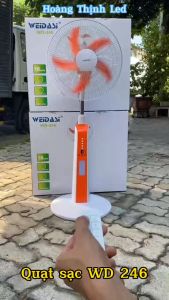 Tặng đèn ngủ_ QUẠT TÍCH ĐIỆN 220V- WEIDASI WD246- 16 INCH  tích điện đén 23h _xoay 180 độ