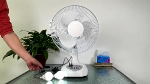 solar electric fan with panel Solar fan 12 Inch standard adjustable rechargeable portable solar fan with LED lighting