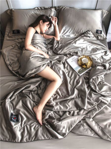 Ice Silk Air Conditioner Quilt Summer Coolness Four-Piece Set Thin Summer Bedding Washable Full Set Lyocell Double Summer Quilt