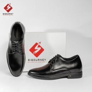 Giày Tây Nam Tăng Chiều Cao 6cm SIGOURNEY Chất Liệu Da Bò Màu Đen SIG-41 Bảo Hành 18 Tháng