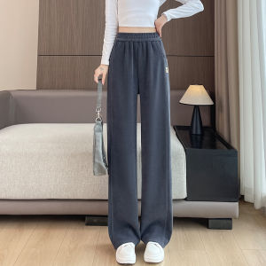 กางเกงขายาวทรงหลวมสไตล์สปอร์ตสำหรับผู้หญิง ฤดูใบไม้ร่วง/ฤดูหนาว กางเกงขายาวทรงหลวมแบบหนา ทรงลำลอง ผ้าคอร์ดูรอย ทรงต้นไม้ ทรงหลวม ทรงหลวม