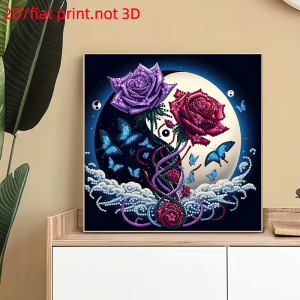 other | 2d/flat 1 Piece Diamond Painting Frameless Painting floral pattern canvas Material home office wall Decoration Holiday gift