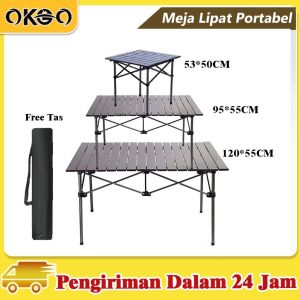 OKGO Meja Lipat Outdoor Aluminium Meja Lipat Portable Meja Lipat Camping Outdoor Meja Piknik Folding Table Camping Table 120/95/53CM