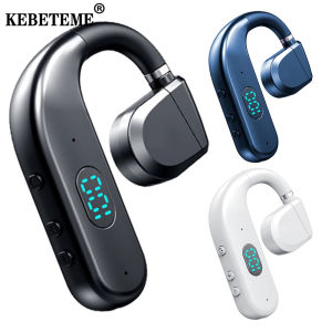 KEBETEME Bluetooth 5.3 Wireless Headphone Ear Clip HiFi Stereo Headset Digital Display Sports Wireless Earbud with Mic