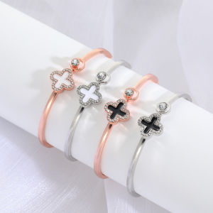 Heabety  Four-leaf Clover Bracelet Female Opening Bracelet Birthday Gift For Woman